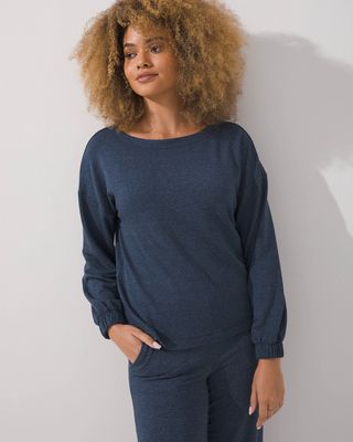 Soma SomaWKND™ Soft Boatneck Pullover, Heather Eclipse, Size S