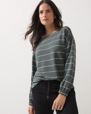 Soma SomaWKND™ Soft Boatneck Pullover, Radiant Stripe H Grand White