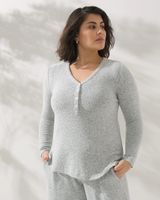 Soma Brushed Cozy Henley Pajama Top, Black And White Cross Dye, Size S