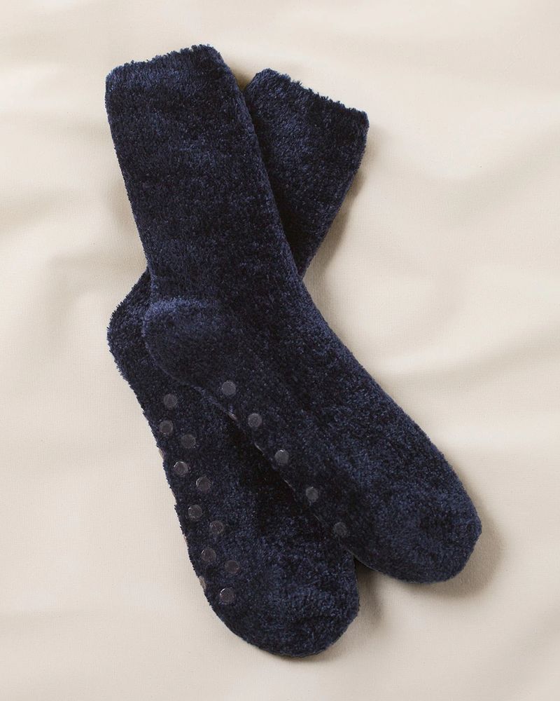 Soma Fuzzy Socks, Nightfall Navy, Size One Size