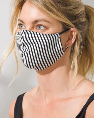 Soma Cool Nights Reusable Face Coverings 2 Pack, Ribbon Stripe Ivory Black, Size One Size