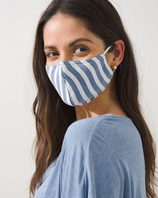 Soma Cool Nights Reusable Face Coverings 2 Pack, CAPRI STRIPE H HTHR DUSK, Size One Size