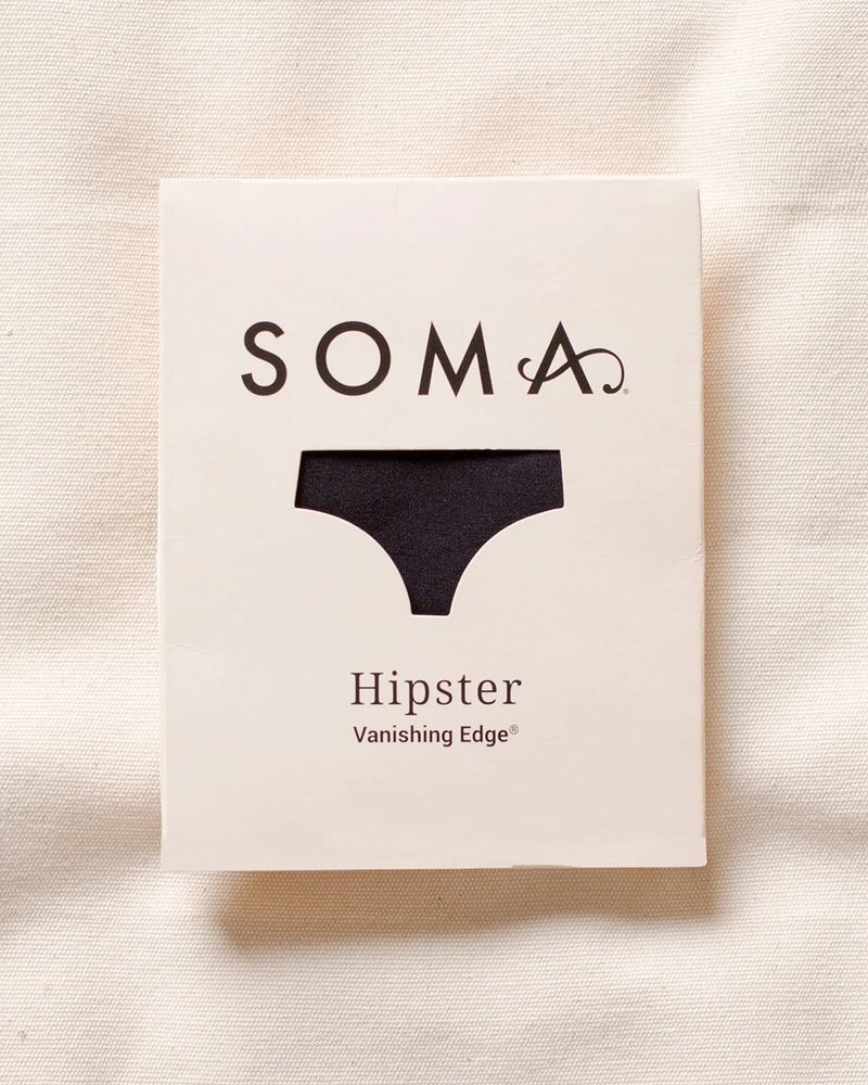 Soma Vanishing Edge Microfiber Hipster Underwear Single Pack, Black, size L