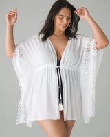 Soma Soma Swim Tie-Front Caftan Swim Coverup, White, Size XS/S