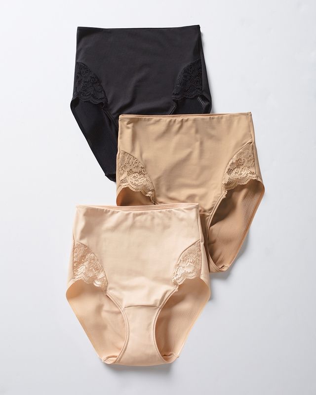 Soma Vanishing Tummy High-Leg Shaping Brief Underwear with Lace, Black