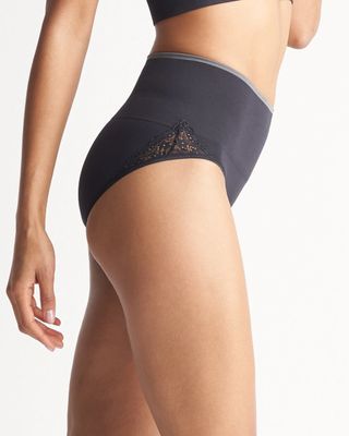 Yummie Seamless Lace Brief, Black, Size L/XL, from Soma