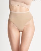 Soma Yummie Seamless Lace Smoothing Thong Shapewear, Tan, size S/M