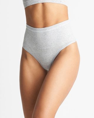 Yummie Cotton Seamless Thong, Grey Heather, Size M/L, from Soma