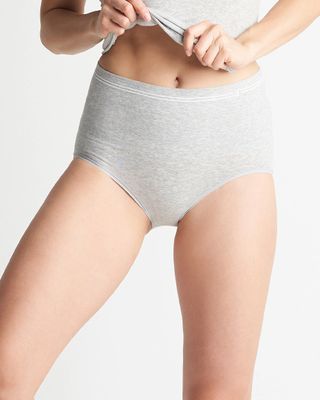 Yummie Cotton Seamless Brief, Grey Heather, Size S/M, from Soma