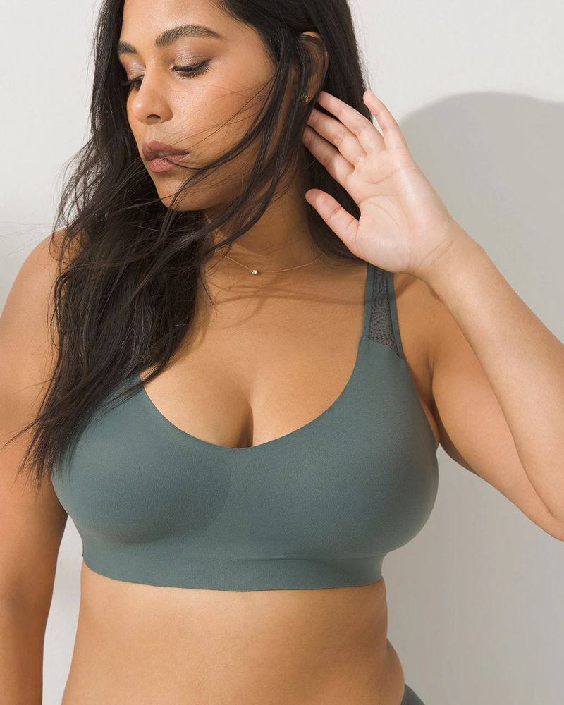 Soma, Intimates & Sleepwear, Soma Enbliss Luxe Lace Back Wireless Bra 38  Dd Blurred Heather Quartz