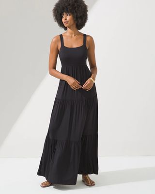 Soma Layered Trapeze Maxi Bra Dress, Black, Size L