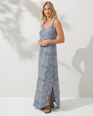 Soma Twist-Strap Maxi Bra Dress, REFLECTING CRYSTAL GRYINK, Size XL