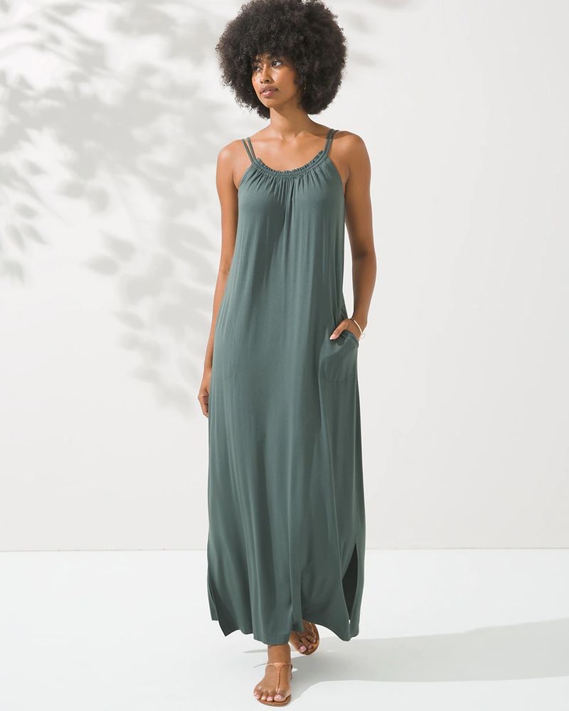 Soma Shirred Maxi Dress, NIGHTWATCH OLIVE, Size XL