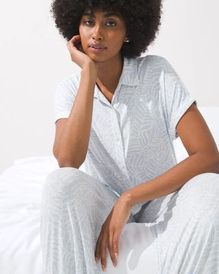 Soma Cool Nights Slub Dolman Pajama Top, ZEBRA PALM POWDER BLUE, Size XS