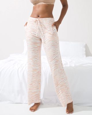 Soma Cool Nights Slub Wide-Leg Pajama Pants, NOBLE TIGER HUSH, Size L