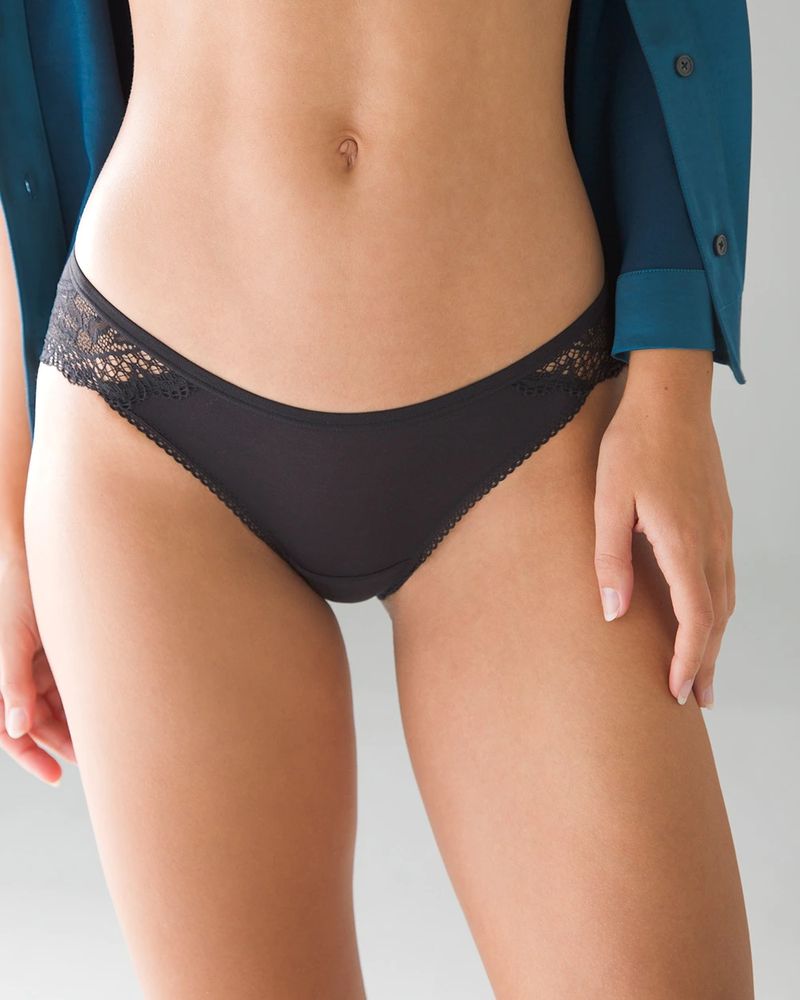 Soma Embraceable Signature Lace Bikini Underwear, Black, size L