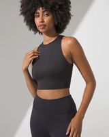 Soma Nonstop Crop Top with Built-In Shelf Bra, Black, Size M