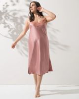 Soma Soma Sensual Satin Chemise with Lace Trim, WHISPER BLUSH