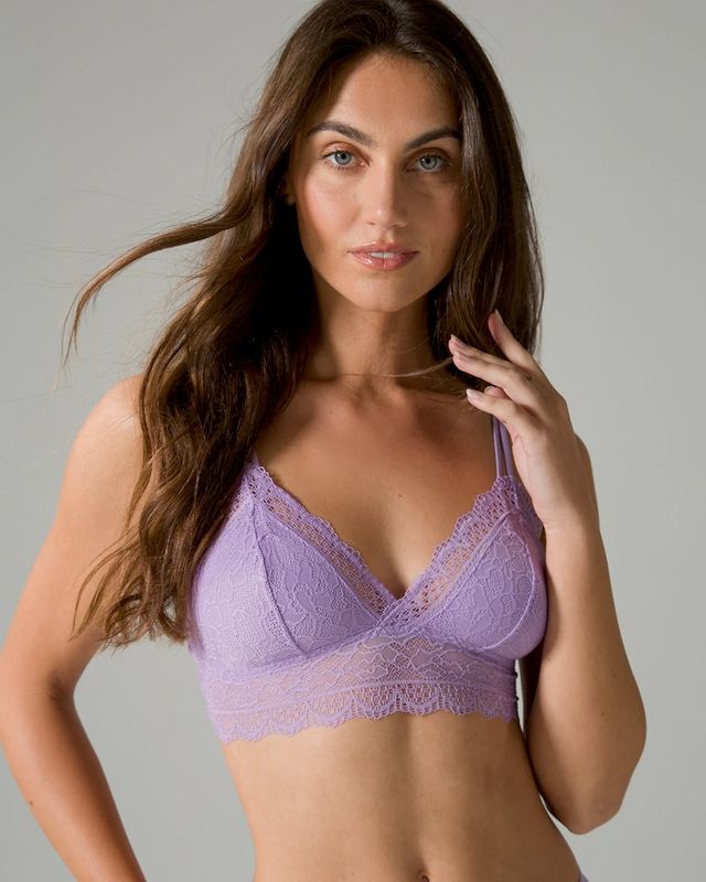 Soma Embraceable Enchanting Lace Bralette, Purple, size L