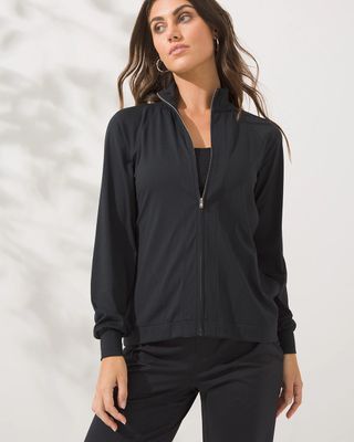Soma Soma® Sweats Brushed Jersey Zip-Up Jacket, Black