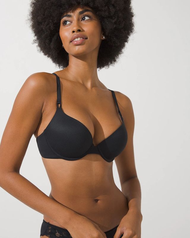 Soma Embraceable Push Up Bra In Floral Navy Blue