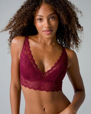 Soma Embraceable Enchanting Lace Plunge Bralette , Red, size XXL