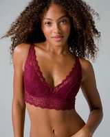 Soma Embraceable Enchanting Lace Plunge Bralette , Red, size L