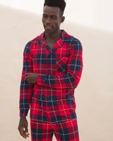 Soma Embraceable Men's Notch Collar Pj Top, Plaid, Red & Blue, size S, Christmas Pajamas by Soma, Gifts For Women