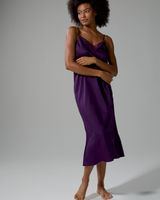 Soma Crinkle Satin Gown with Lace, Purple, size M