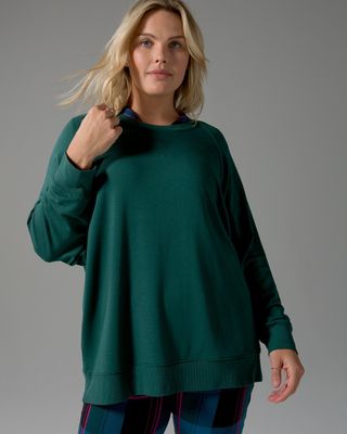 Soma WKND Soft Brushed Terry Oversized Sweatshirt, Green