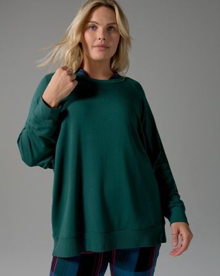 Soma WKND Soft Brushed Terry Oversized Sweatshirt, Green, size L