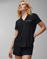 Cool Nights Short-Sleeve Notch Collar Pajama Top