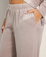 Velvety Ribbed Wide-Leg Pants