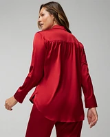 Satin Long-Sleeve Collar Top