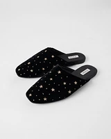 Velvety Embroidered Slippers