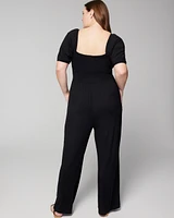 Soft Jersey Smocked Wide-Leg Jumpsuit