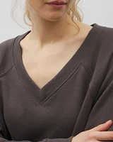 Cotton Terry V-Neck Sweatshirt