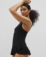 Beyond Control Solid Essentials Ruffle Swim Dress