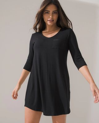 Soma Cool Nights 3/4 Sleeve Sleepshirt, Black, size XS by Soma , Summer Pajamas