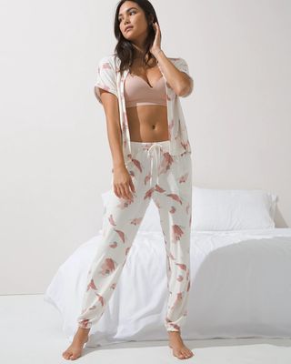 Soma Cool Nights Relaxed Banded Ankle Pajama Pants, ESSENCE ABSTRACT IVORY