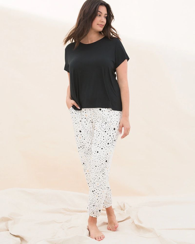 White & Black Polka Dot Tank Top Long Women's Pajama Pants Set