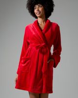 Soma Embraceable Plush Short Robe, 0, Red, size L/XL, Christmas Pajamas by Soma, Gifts For Women