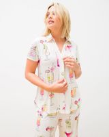 Soma Cool Nights Short Sleeve Notch Collar, Drinks On Me Orchid, size M by Soma , Summer Pajamas