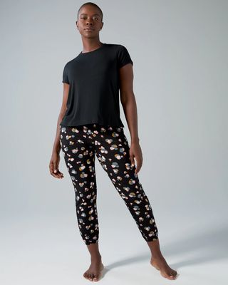 Soma Cool Nights Pajama T-Shirt & Jogger Pants Set, Dapple Dot Mini Black