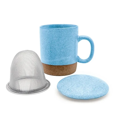 Branded Matte Blue Glaze Tea Mug Infuser