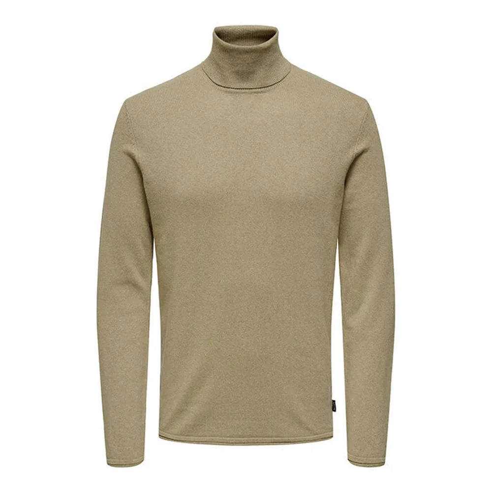 Only & Sons Oversized Knit Polo with Quarter Zip in beige-Neutral