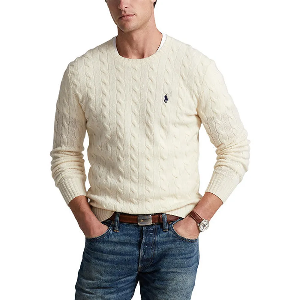 Polo Ralph Lauren + Men's Cable Knit Wool Cashmere Sweater | Yorkdale Mall