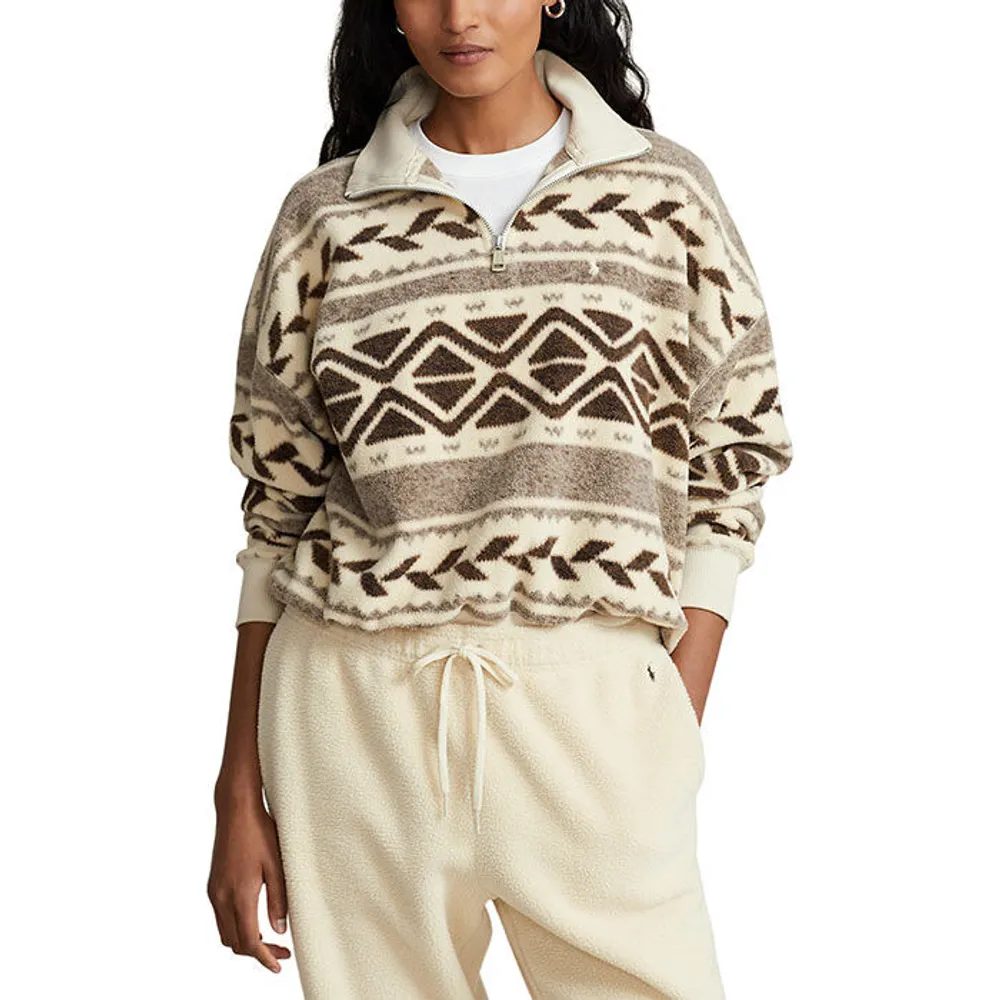 Polo Ralph Lauren Women's Geo-Motif Fleece Pullover Top