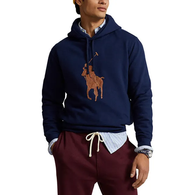 Polo Ralph Lauren Men's The RL Fleece Leather Big Pony Hoodie