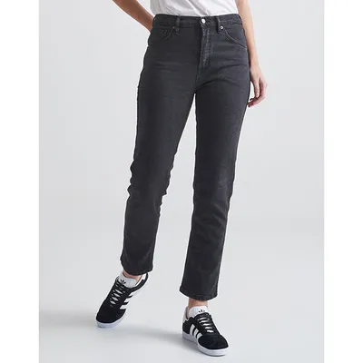 Extra High-Waisted Sky-Hi Straight Black Jeans for Women